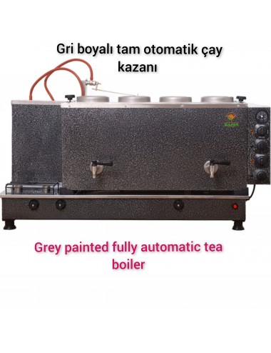 4 Demlikli Tam Otomatik Gümüş Gri Elektrostatik Boyalı Çay Kazanı Elektrikli ve Tüplü Gri Model Süper Kampanya