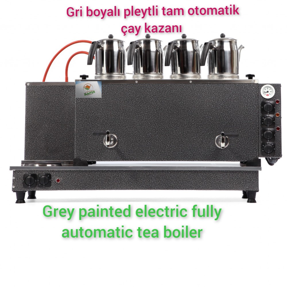 4 Demlikli Tam Otomatik Gümüş Gri Elektrostatik Çay Kazanı Elektrikli Pleytli Gümüş Gri Model Süper Kampanya