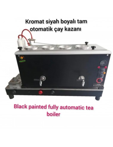 4 Gözlü Kromat Siyah Çay Ocağı Kazanı Ventilli (Gaz Emniyet Kilit Sistemli) Siyah Çay Semaveri Elektrik + Doğalgazlı Siyah Çay Semaveri. CE Belgeli GAZMER Açılış Onaylı Siyah Çay Makinesi Çaycı