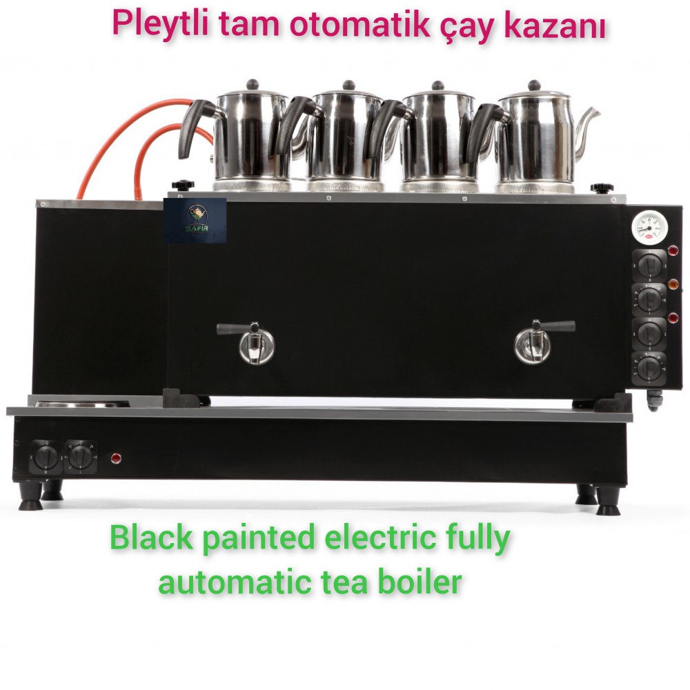 4 Demlikli Tam Otomatik Kromat Siyah Elektrostatik Çay Kazanı Elektrikli Pleytli Kromat Siyah Model Süper Kampanya