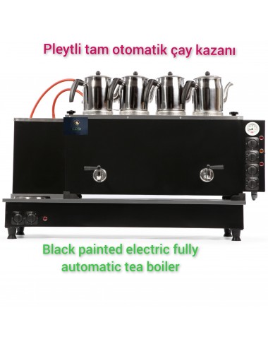 4 Demlikli Tam Otomatik Kromat Siyah Elektrostatik Çay Kazanı Elektrikli Pleytli Kromat Siyah Model Süper Kampanya
