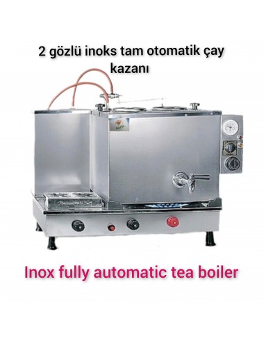 2 Demlikli Tam Otomatik Paslanmaz İnoks Çay Kazanı Elektrikli ve Tüplü İnox Model Süper Kampanya