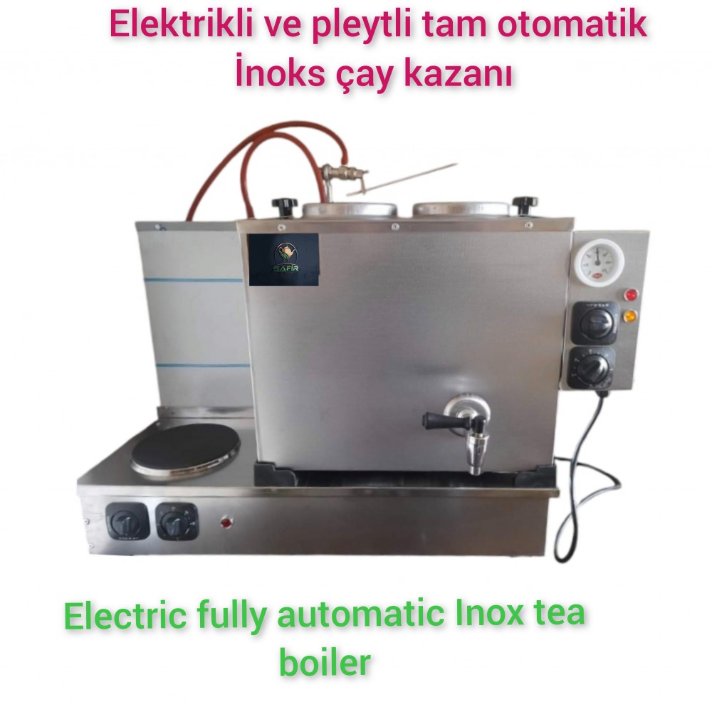 2 Demlikli Tam Otomatik Paslanmaz İnoks Çay Kazanı Elektrikli Pleytli İnox Model Süper Kampanya
