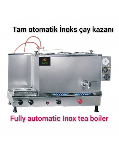 3 Demlikli Paslanmaz İnoks çay ocağı  Ventilli ( Gaz Koku Algılama ve Kesme Sistemli) Paslanmaz İnox Çay Kazanı Elektrik + Doğalgazlı İnoks Çay Semaveri