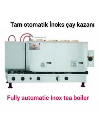 4 Demlikli Paslanmaz İnoks çay ocağı  Ventilli ( Gaz Koku Algılama ve Kesme Sistemli) Paslanmaz İnox Çay Kazanı Elektrik + Doğalgazlı İnoks Çay Semaveri