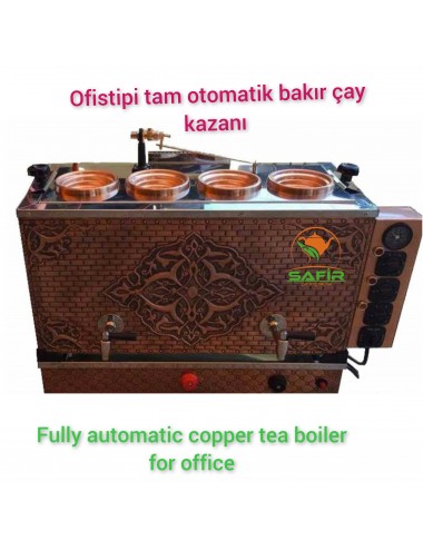 4 Demlikli Tam Otomatik Ofistipi Bakır Çay Kazanı Elektrikli Çay Makinesi Safir Model Süper Kampanya Osmanlı Eskitme Çay Kazanı