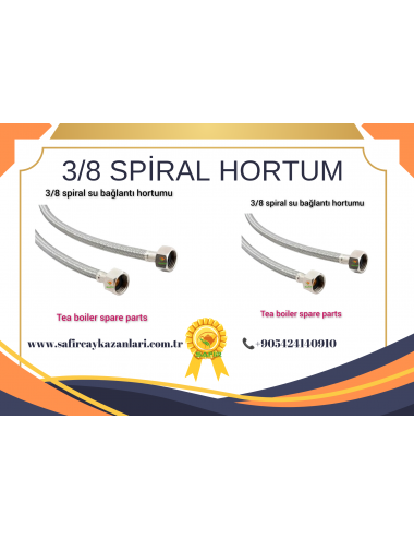 SAFİR SU BAĞLANTI HORTUMU ÇAY KAZANI  SPİRAL HORTUM 1 METRE 3/8 SPİRAL HORTUM 3/8 ÇAY OCAĞI SU BAĞLANTI HORTUMU.