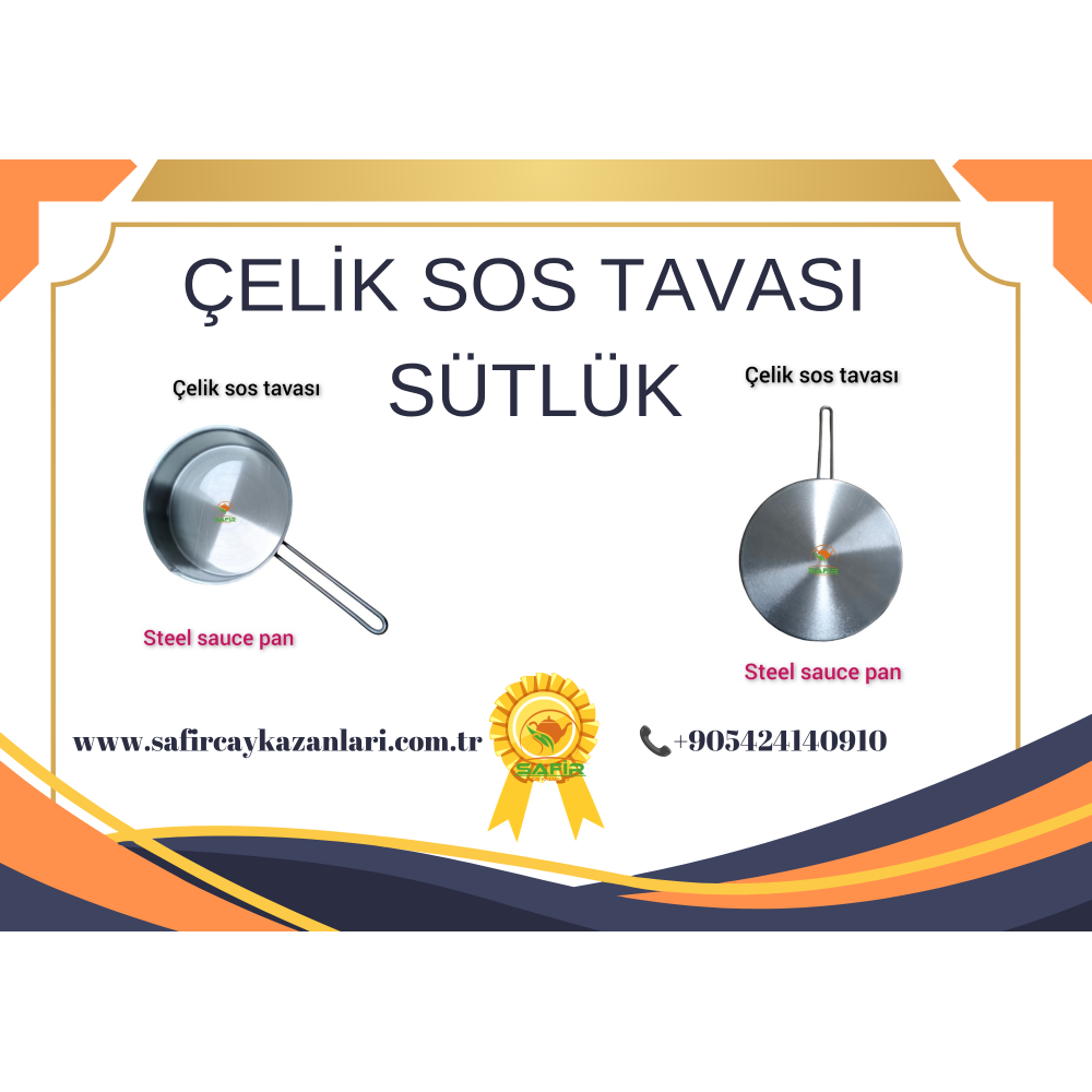 SAFİR ÇELİK SÜTLÜK ÇELİK SOS TAVASI 20 CM EBATLI 430 KALİTE ÇELİK SOSLUK BÜYÜK BOY PASLANMAZ ÇELİK SÜTLÜK