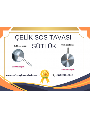 SAFİR ÇELİK SÜTLÜK ÇELİK SOS TAVASI 20 CM EBATLI 430 KALİTE ÇELİK SOSLUK BÜYÜK BOY PASLANMAZ ÇELİK SÜTLÜK