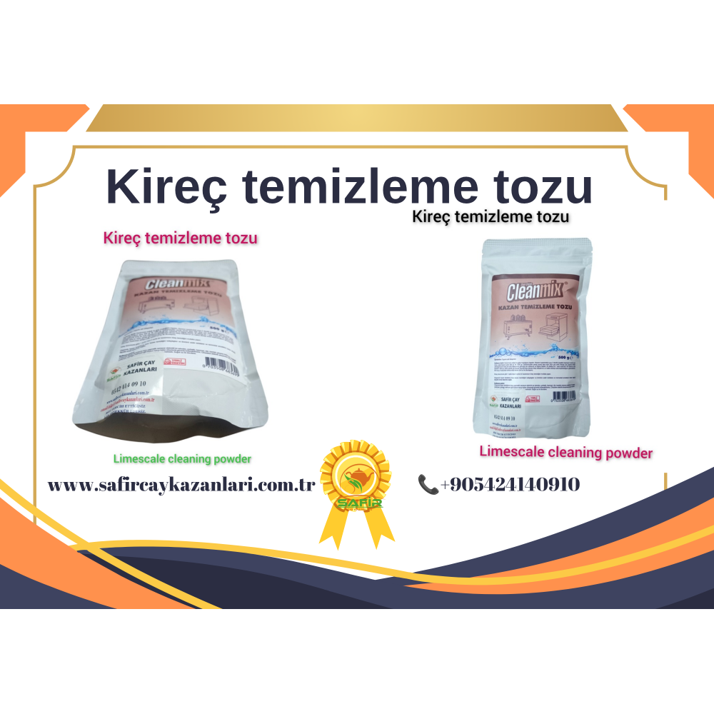 SAFİR KAZAN TEMİZLEME TOZU ÇAY KAZANI KİREÇ TEMİZLEME TOZU CLEANMIX ORGANİK KİREÇ TEMİZLEME İLACI 1000 GR 2PAKET