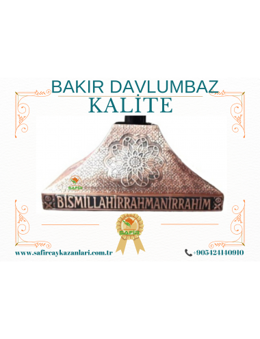 KİŞİYE ÖZEL BAKIR DAVLUMBAZ FİRMAYA ÖZEL BAKIR DAVLUMBAZ ANTİK BAKIR DAVLUMBAZ 100 CM SAFİR YAZILI LOGOLU MODEL ÇAY KAZANI İÇİN BAKIR DAVLUMBAZ