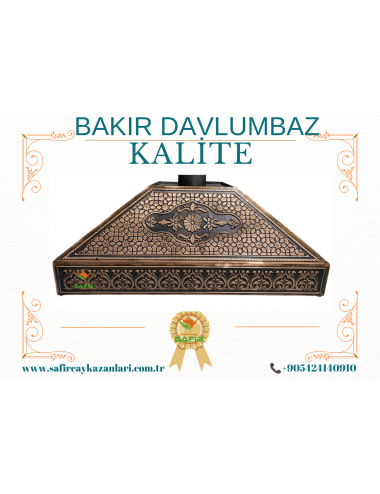 BAKIR DAVLUMBAZ ANTİK BAKIR DAVLUMBAZ 90 CM SAFİR KLASİK MODEL ÇAY KAZANI İÇİN BAKIR DAVLUMBAZ