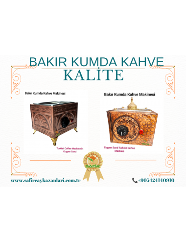 SAFİR KUMDA KAHVE MAKİNESİ TEK CEZVELİK BAKIR KUMDA KAHVE MAKİNESİ KÜÇÜK BOY 19X18 CM EBATLI TEK CEZVELİK 