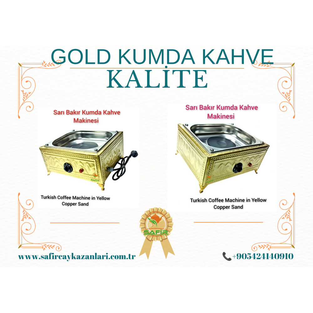 SAFİR GOLD KUMDA KAHVE MAKİNESİ TEK CEZVELİK PRİNÇ KUMDA KAHVE MAKİNESİ KÜÇÜK BOY 19X18 CM EBATLI TEK CEZVELİK