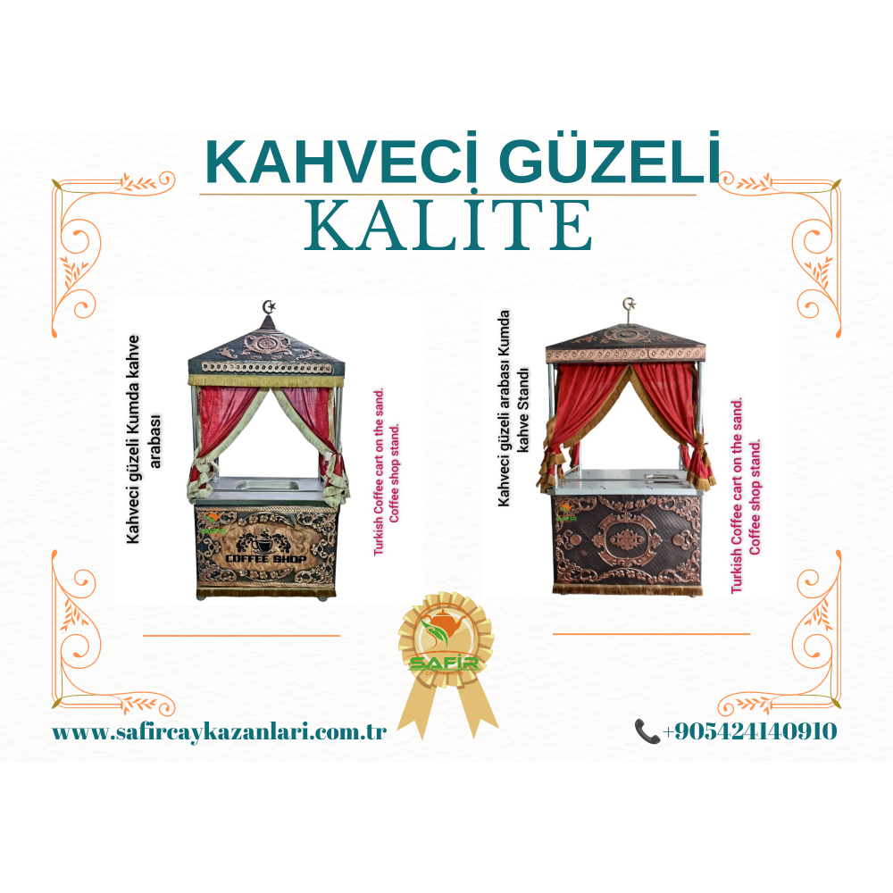 SAFİR KAHVECİ GÜZELİ KUMDA KAHVE MAKİNESİ KOMPLE SET KAHVECİ GÜZELİ ARABASI KUMDA KAHVE STANDI  TEZGAHLI KÖZDE KAHVE MAKİNESİ