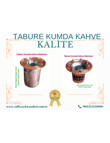 SAFİR TABURE KUMDA KAHVE BAKIR YÜKSEK BOY KUMDA KAHVE MAKİNESİ BAKIR TEPSİLİ BAKIR KUMDA KAHVE STANDI SAFİR GOLD ÖZEL ÜRÜN.