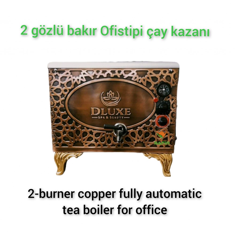 Kişiye Özel 2 Demlikli Tam Otomatik Bakır Çay Kazanı Elektrikli ofistipi Logolu Model Süper Kampanya Osmanlı Eskitme Çay Kazanı