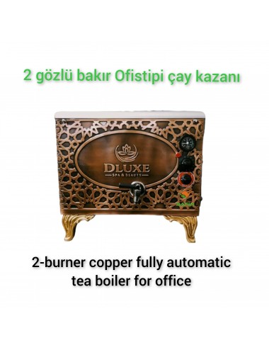 Kişiye Özel 2 Demlikli Tam Otomatik Bakır Çay Kazanı Elektrikli ofistipi Logolu Model Süper Kampanya Osmanlı Eskitme Çay Kazanı