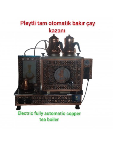 Kişiye özel logolu model 2 Demlikli Tam Otomatik Bakır Çay Kazanı Elektrikli ve Doğalgazlı CE Belgeli GAZMER Belge Onaylı Ventil Sistemli Süper Kampanya Osmanlı Eskitme Çay Kazanı