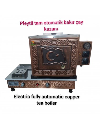 2 Demlikli Tam Otomatik Bakır Çay Kazanı Elektrikli Pleytli Bayrak Model Süper Kampanya Osmanlı Eskitme Çay Kazanı